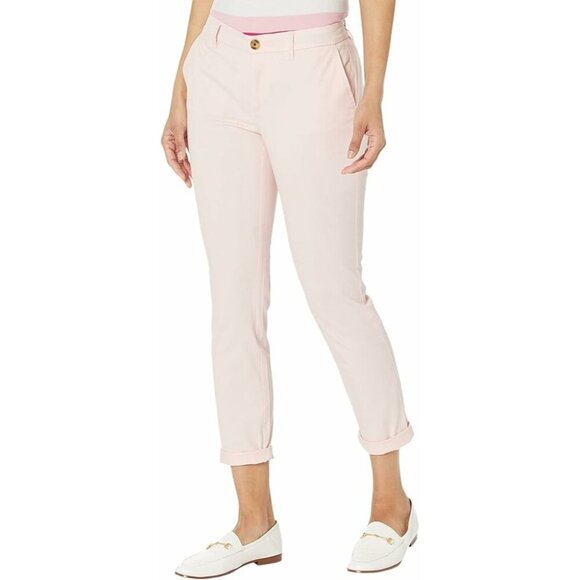 NWT TOMMY HILFIGER CUFFED HAMPTON CHINO STRETCH SLIM PANTS PINK SZ 12 - Picture 1 of 10